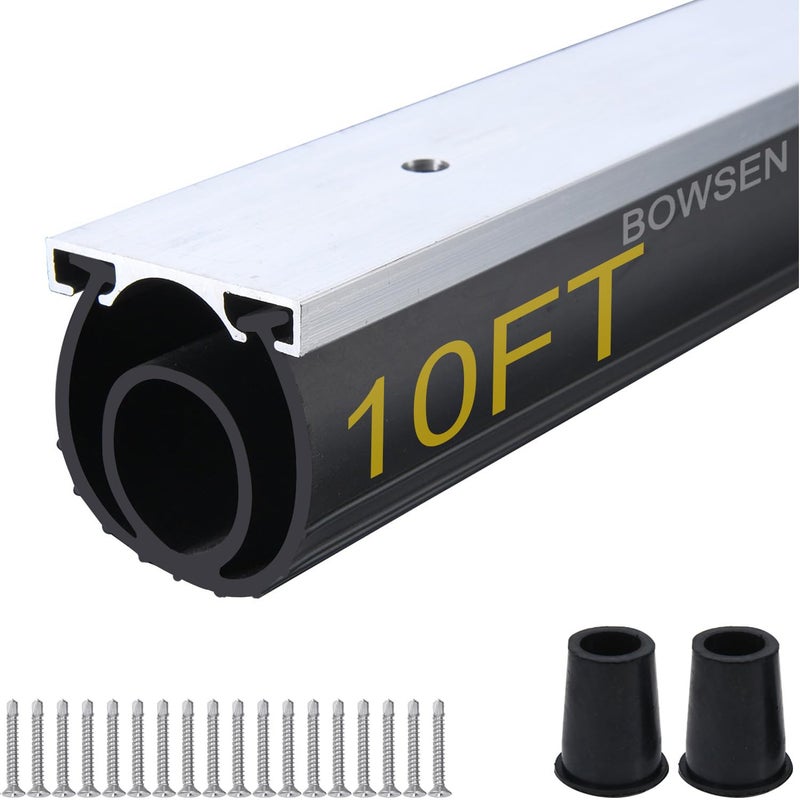 BOWSEN Heavy-Duty U+O Ring Universal Garage Door Bottom Seals Weatherstrip Weather Stripping Rubber with Aluminum Track Retainer Kit, Black (10FT, 1-5/8" Width) - Image 1